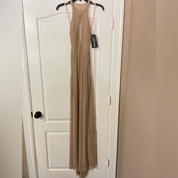 LA FEMME Open Back Beaded Gown - Picture 2 of 13